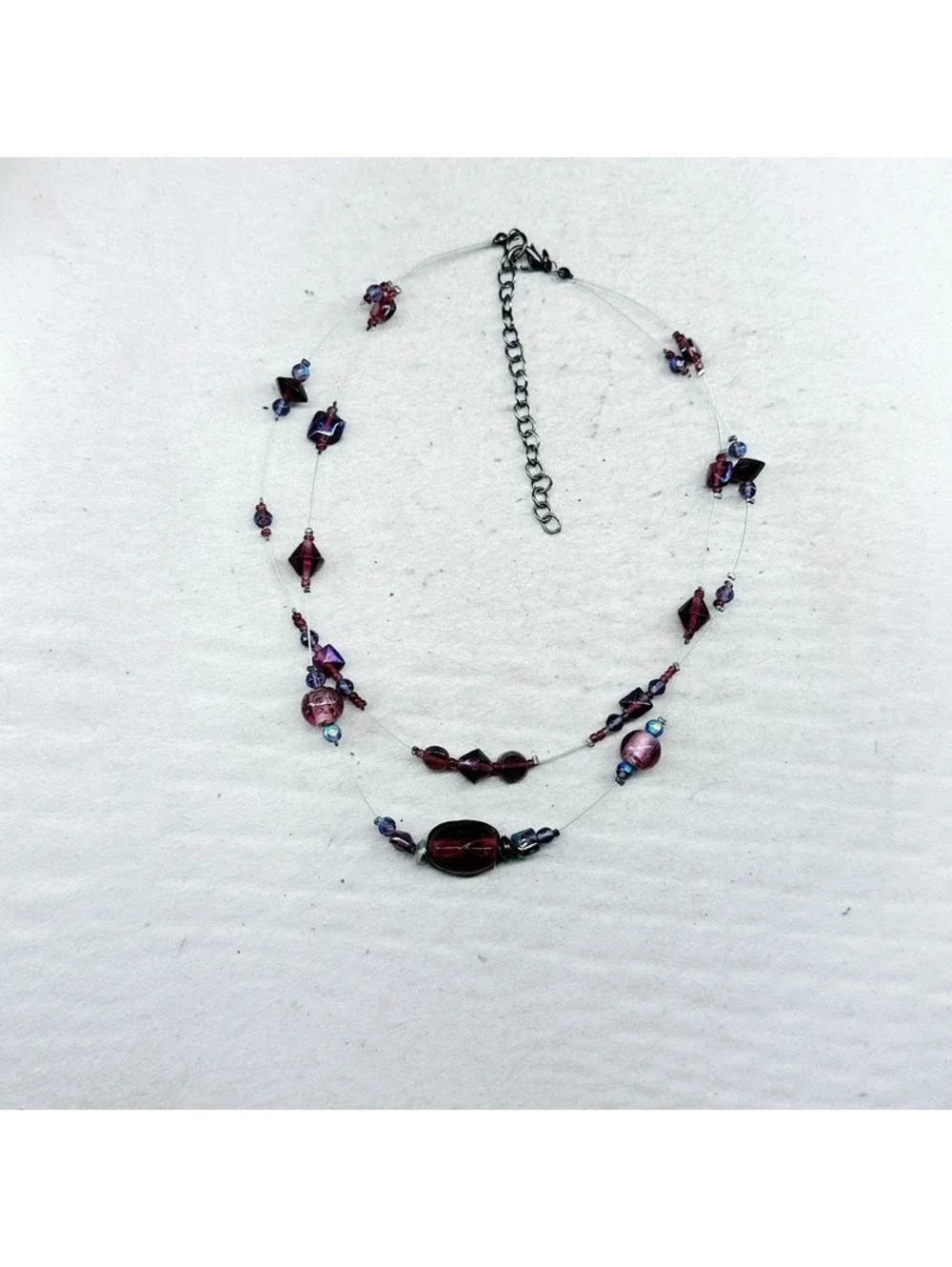 5087gc. Purple and Bronze Glass Necklace